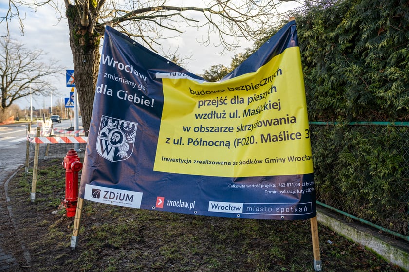 Trwa przebudowa okolic skrzyżowania ulic Maślickiej i Północnej